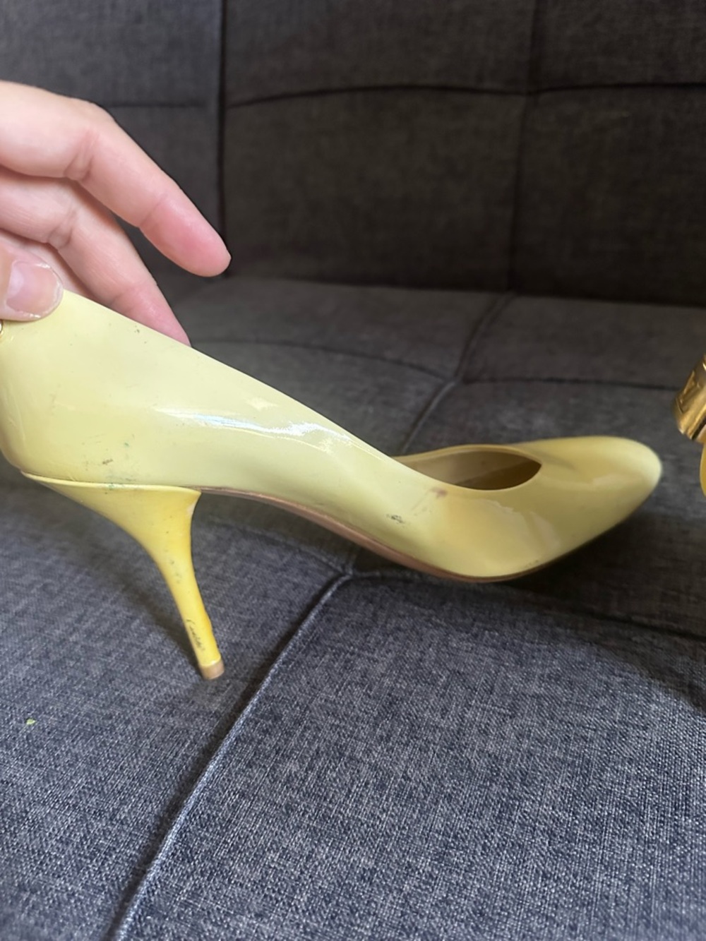 Louis Vuitton Yellow Patent Leather Padlock Stiletto Heels 39 Authentic - Picture 8 of 11